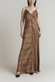 Eden Leopard Print Satin Maxi Slip Dress
