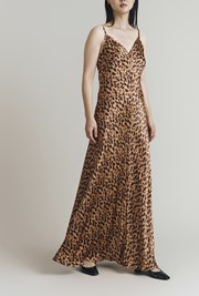 Eden Leopard Print Satin Maxi Slip Dress