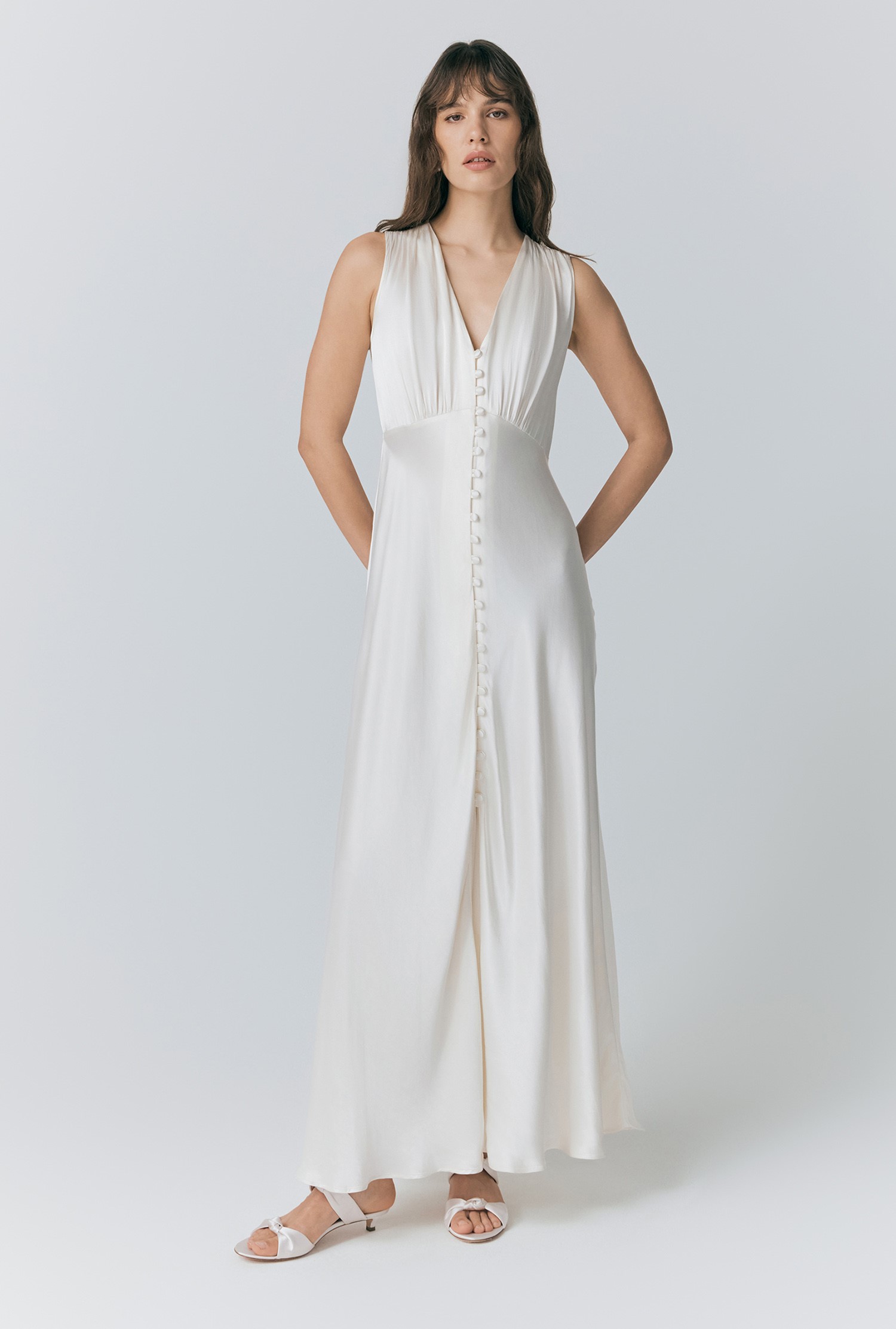 Maxi Dress Ghost London Bridesmaid Delphine Button Satin Maxi