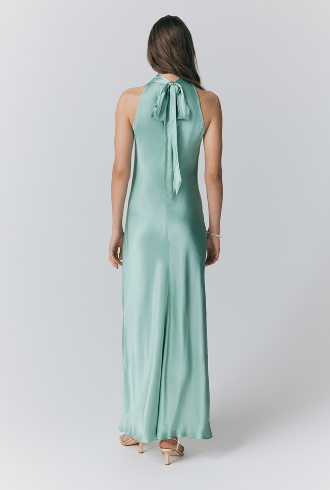 Amaia Halter Neck Satin Maxi Dress 