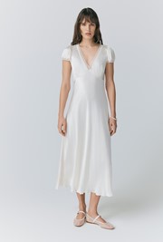 Lillie Lace Trim Satin Dress