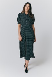 Wilma Crepe Polka Dot Midi Tea Dress