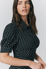 Wilma Crepe Polka Dot Midi Tea Dress