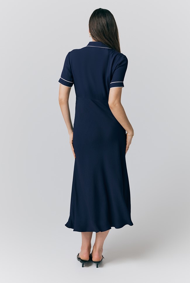 Sophia Crepe Collared Midi Shirt Dress