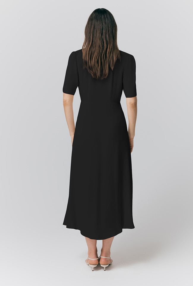 Maeve Embroidered Crepe Midi Tea Dress