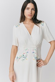 Maeve Embroidered Crepe Midi Tea Dress