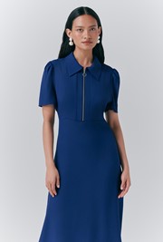 Haisley Crepe Collared Midi Tea Dress