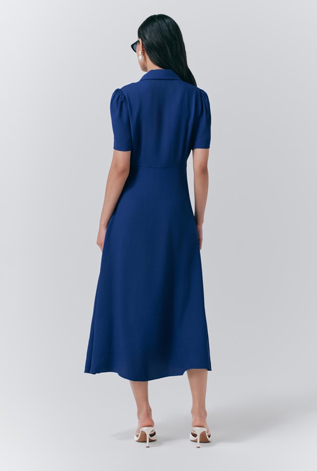 Haisley Crepe Collared Midi Tea Dress