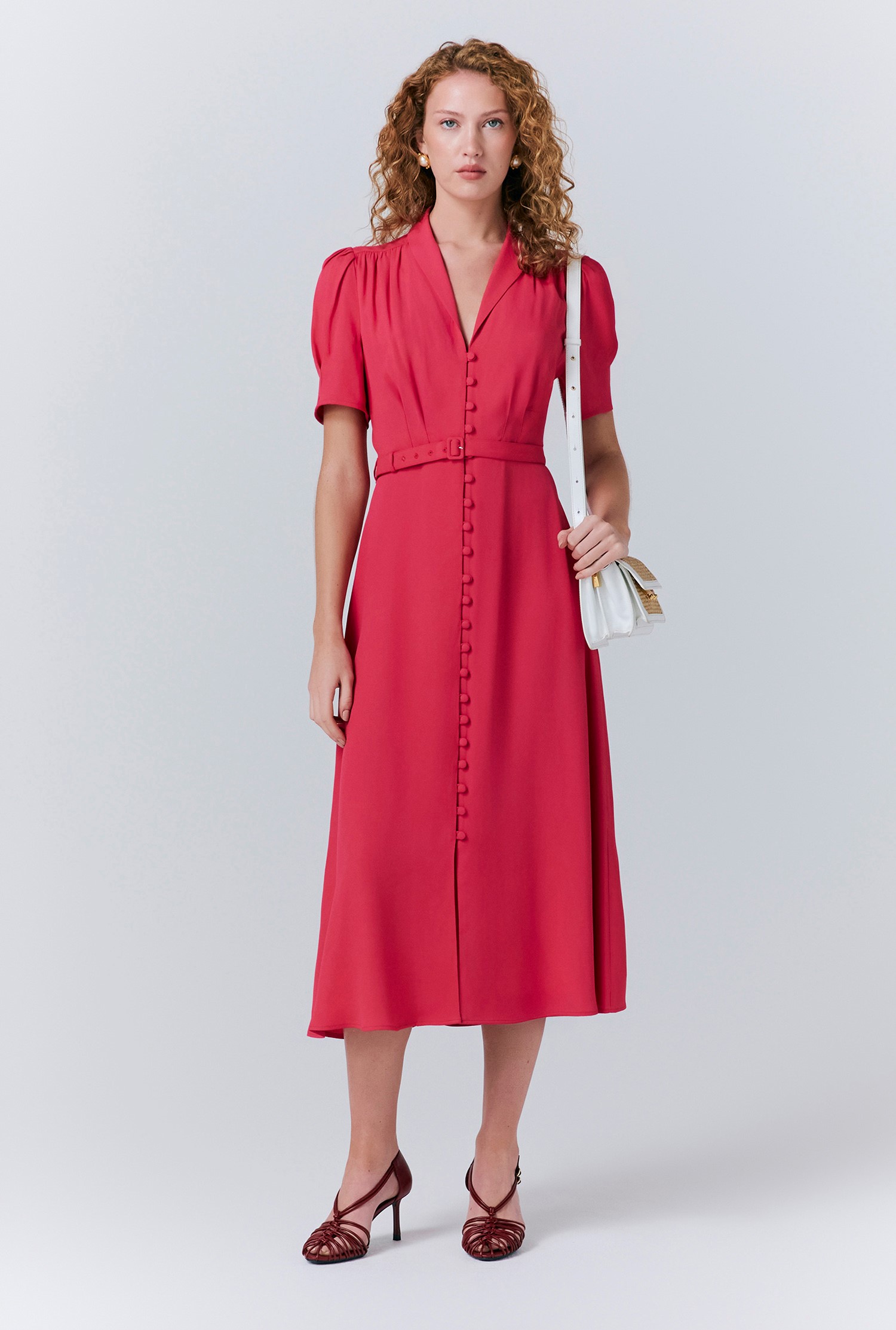 open lace back dress Tailored Trim Detail Midi Dress main image 1