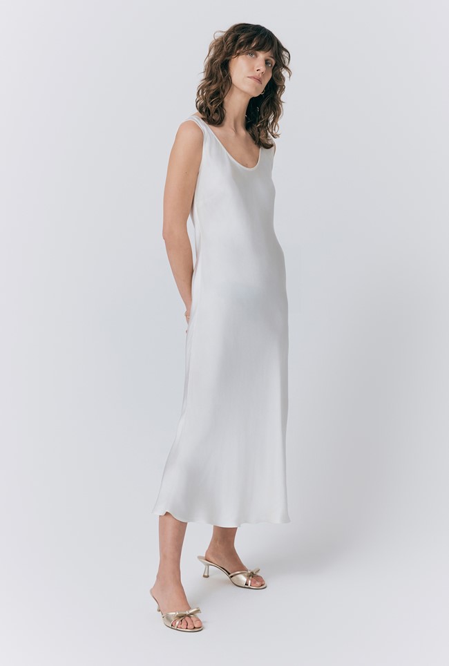 Palm Satin Midi Slip Dress