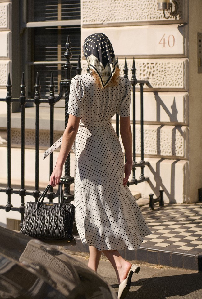 Giselle Crepe Polka Dot Wrap Dress