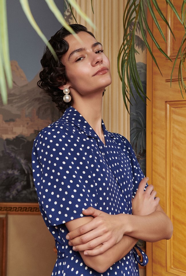 Giselle Crepe Polka Dot Wrap Dress
