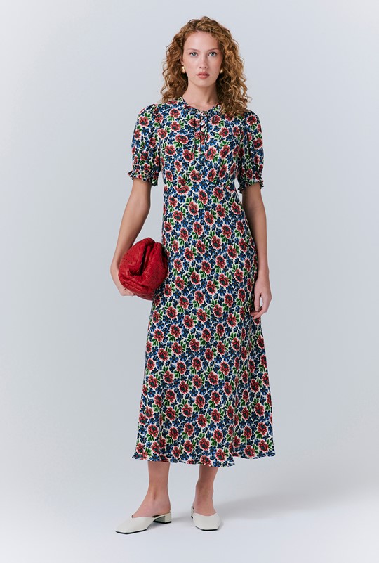 Clarissa Crepe Floral Midi Dress