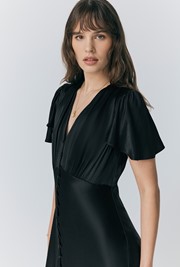 Delphine Button Satin Maxi Dress