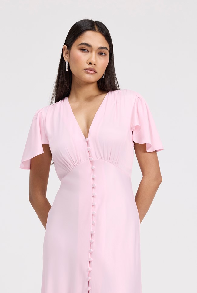 Delphine Button Through Satin Maxi Dress