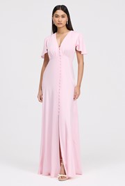 Delphine Button Through Satin Maxi Dress