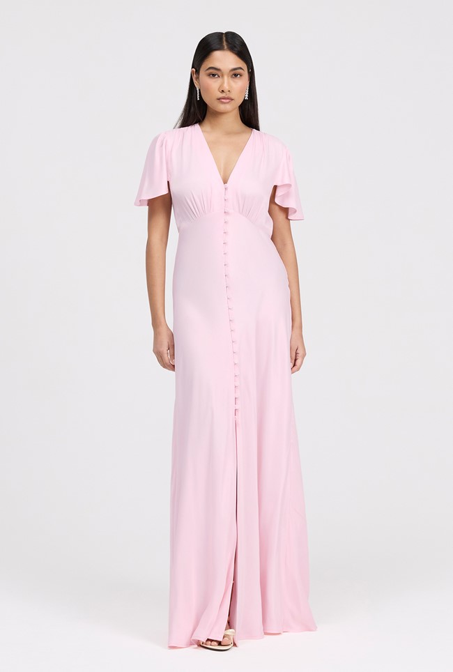 Delphine Button Through Satin Maxi Dress