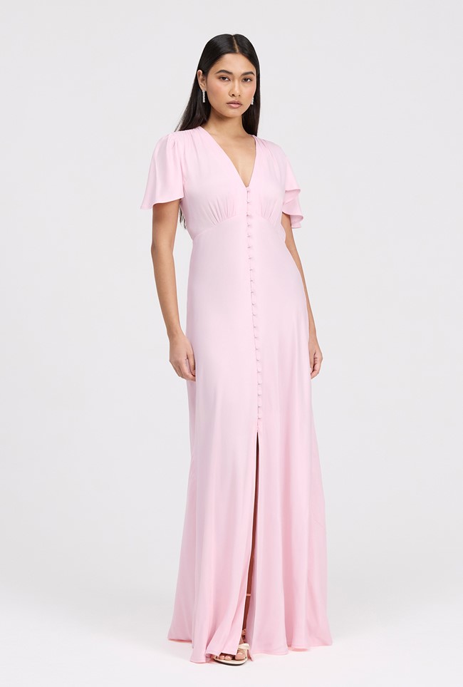 Delphine Button Through Satin Maxi Dress
