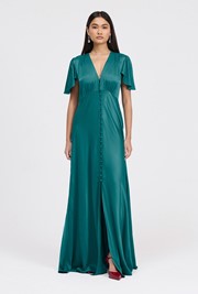 Delphine Button Through Satin Maxi Dress