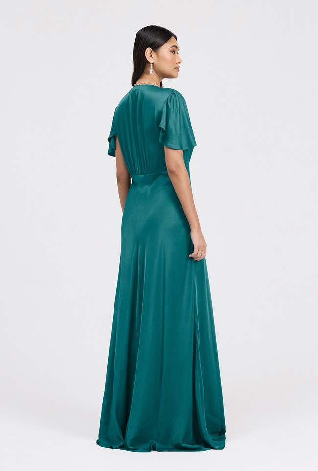 Delphine Button Through Satin Maxi Dress