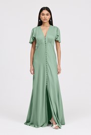 Delphine Button Through Satin Maxi Dress