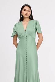 Delphine Button Through Satin Maxi Dress