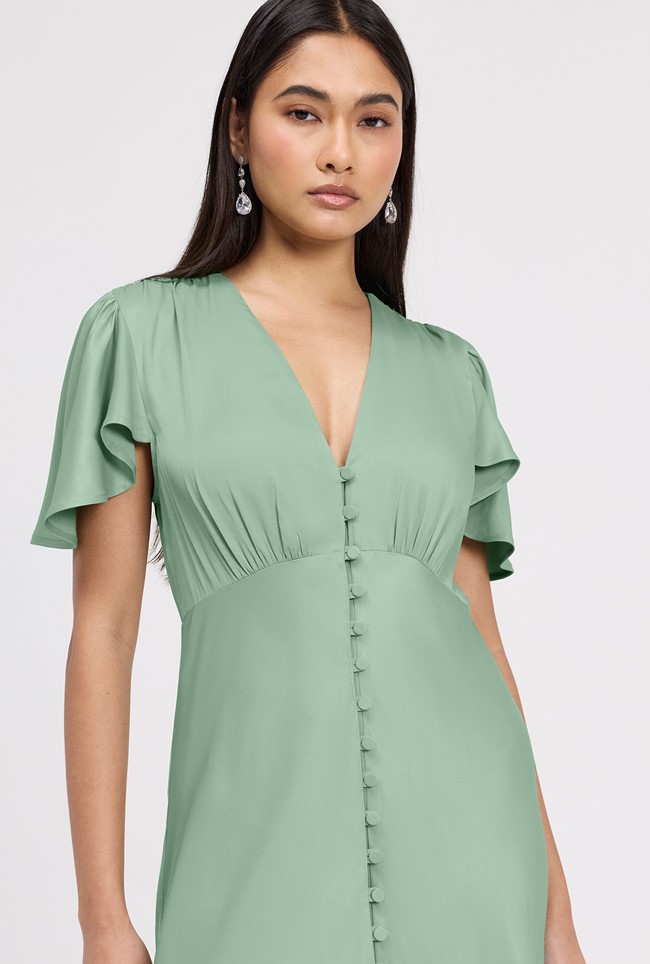 Delphine Button Through Satin Maxi Dress