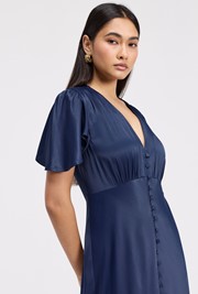 Delphine Button Through Satin Maxi Dress
