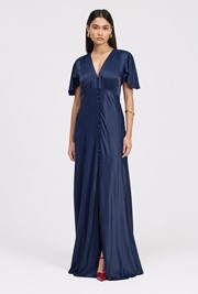Delphine Button Through Satin Maxi Dress