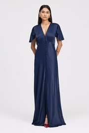 Delphine Button Through Satin Maxi Dress