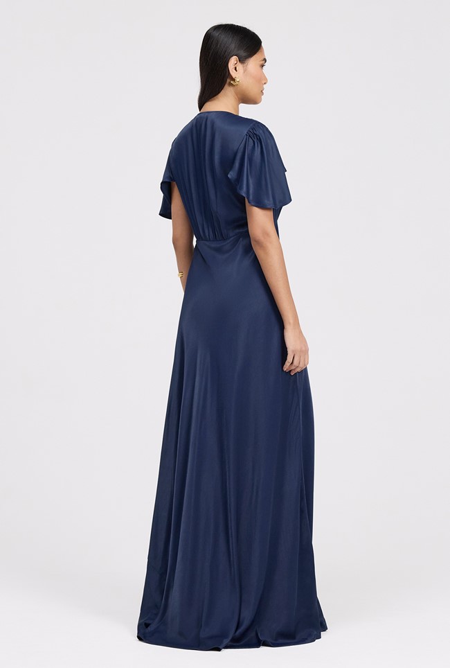 Delphine Button Through Satin Maxi Dress