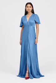 Delphine Button Through Satin Maxi Dress