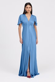 Delphine Button Through Satin Maxi Dress