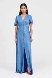 Delphine Button Through Satin Maxi Dress