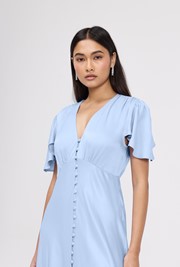 Delphine Button Through Satin Maxi Dress