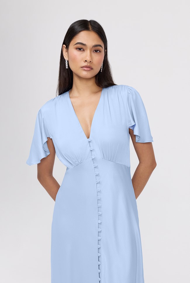 Delphine Button Through Satin Maxi Dress