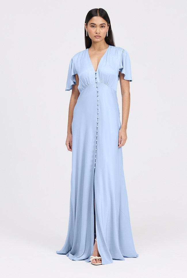 Delphine Button Through Satin Maxi Dress