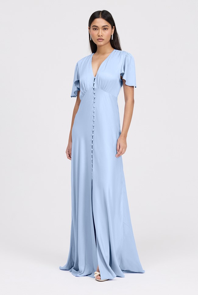 Delphine Button Through Satin Maxi Dress