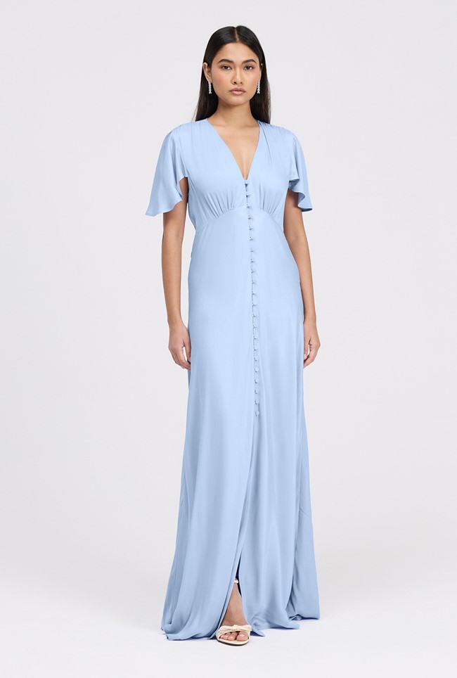 Delphine Button Through Satin Maxi Dress