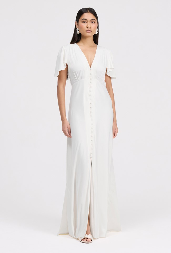 Delphine Button Through Satin Maxi Dress