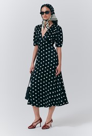 Alma Crepe Polka Dot Midi Dress