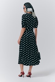 Alma Crepe Polka Dot Midi Dress