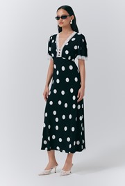 Belle Crepe Polka Dot Midi Tea Dress