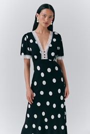 Belle Crepe Polka Dot Midi Tea Dress