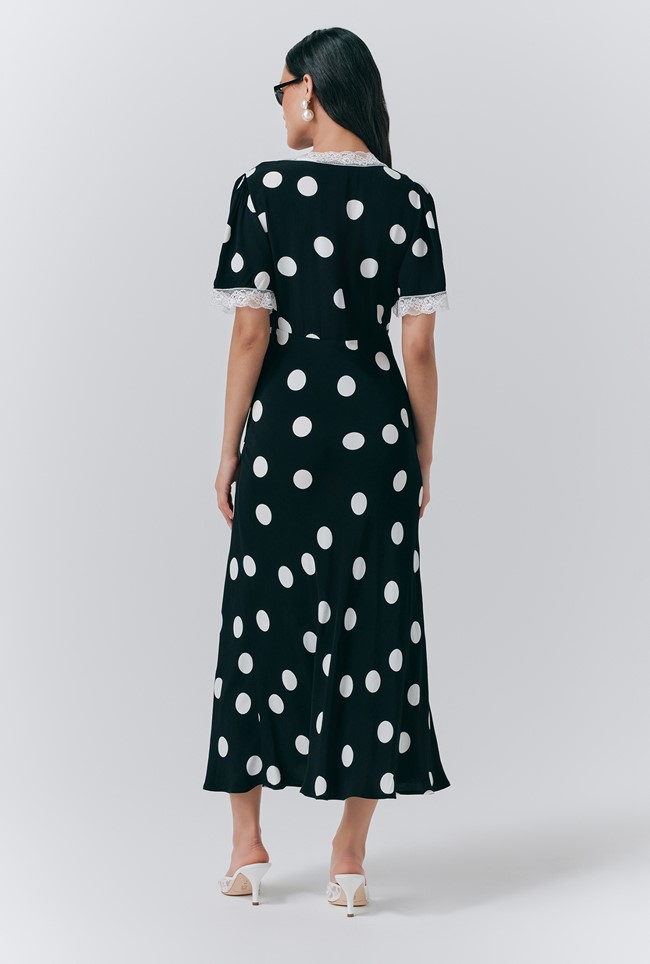 Belle Crepe Polka Dot Midi Tea Dress