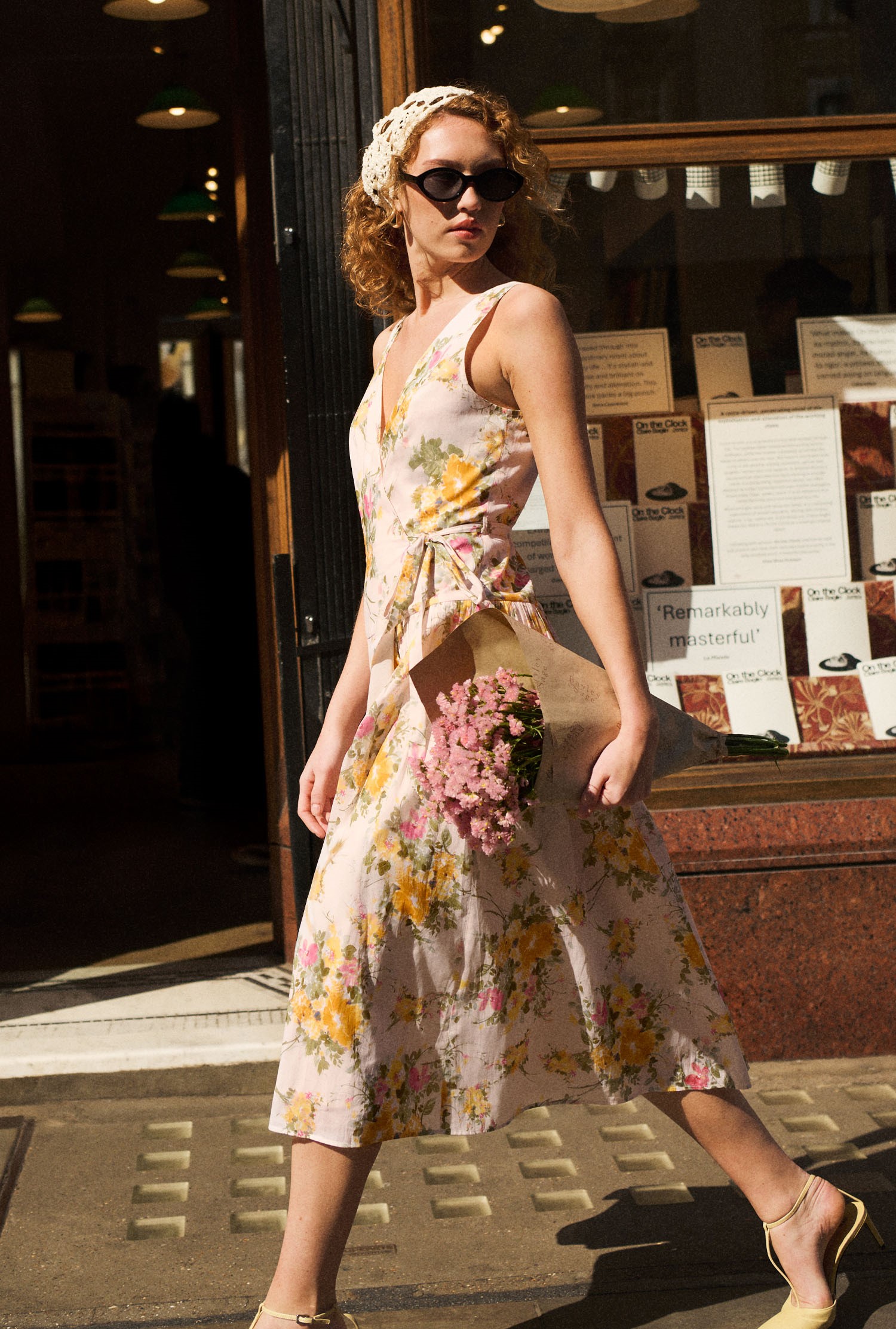 Julia Yellow Floral Midi Wrap Dress Ghost London