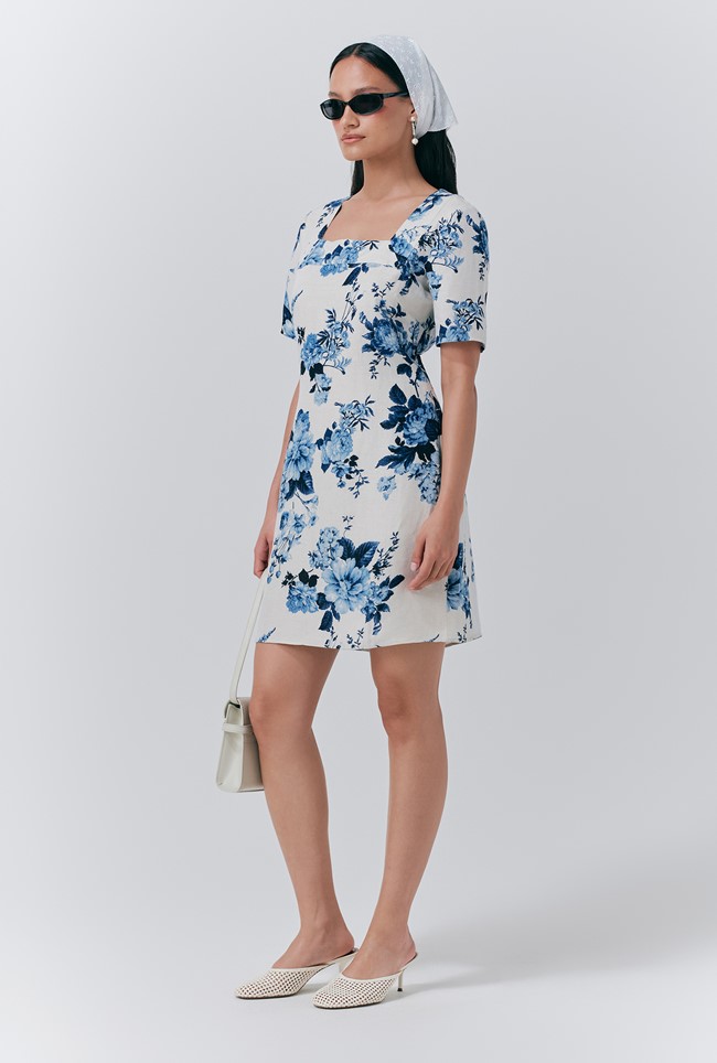 Reanna Linen Floral Short Dress