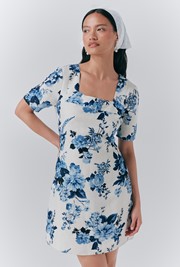 Reanna Linen Floral Short Dress