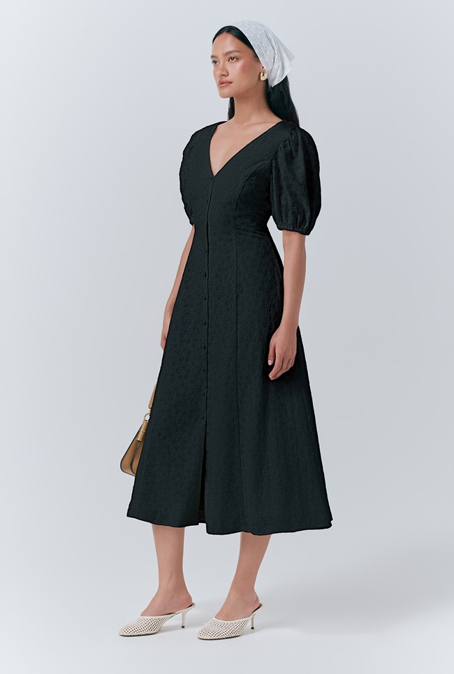 Selina Embroidered Cotton Midi Dress