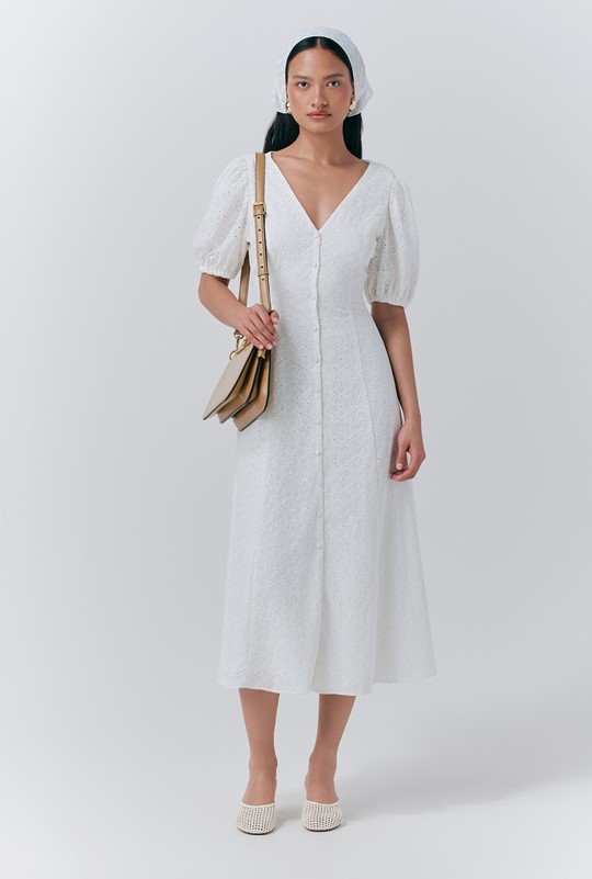 Selina Embroidered Cotton Midi Dress